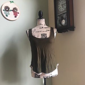 Olive Green Tank with bottom Pom lining